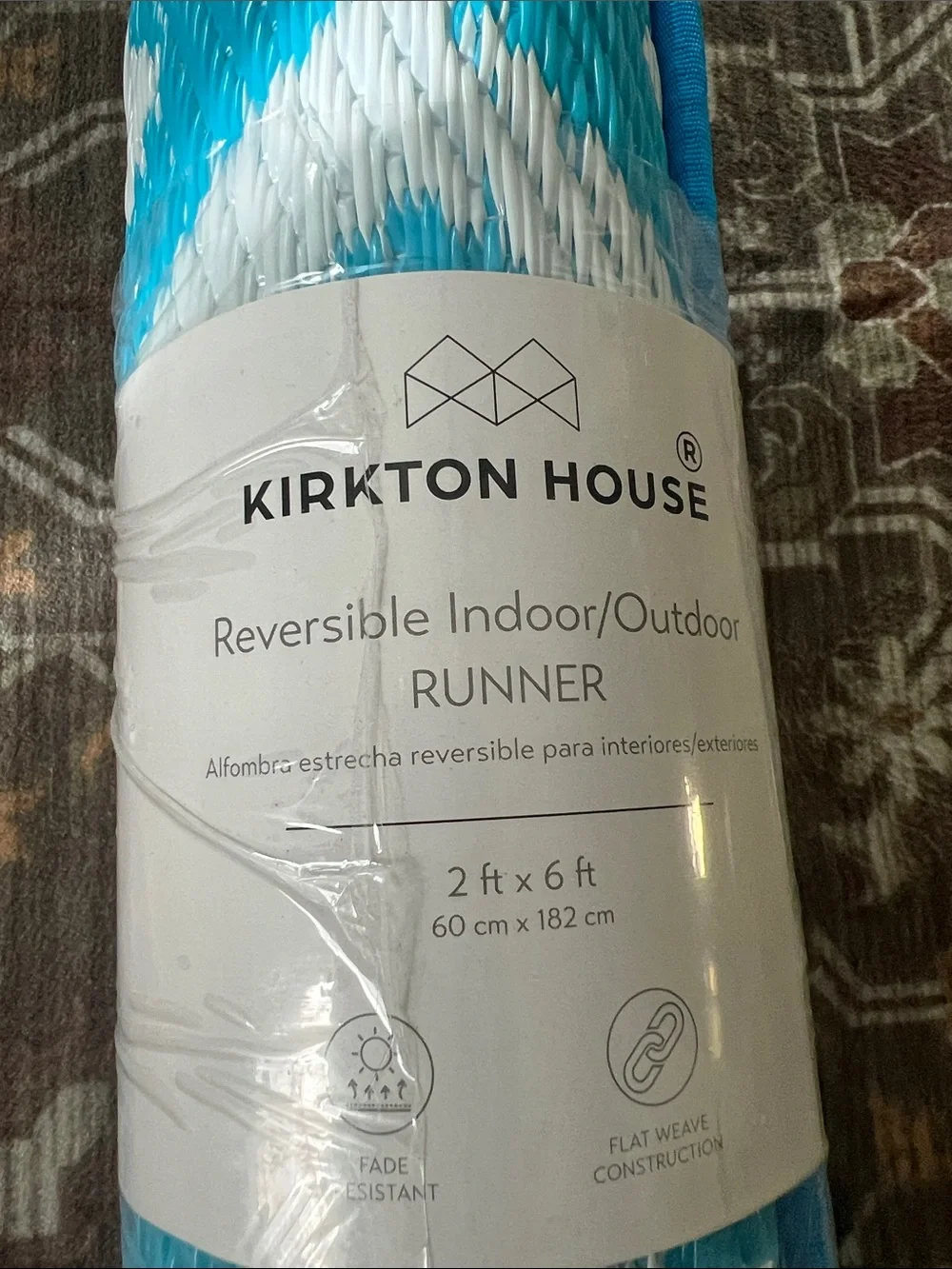 NWT Kirkton House Blue & White Reversible Indoor/Outdoor Runner